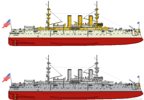 Cruiser USS CA-2 New York 1893 [Armored Cruiser] - drawings, dimensions, pictures